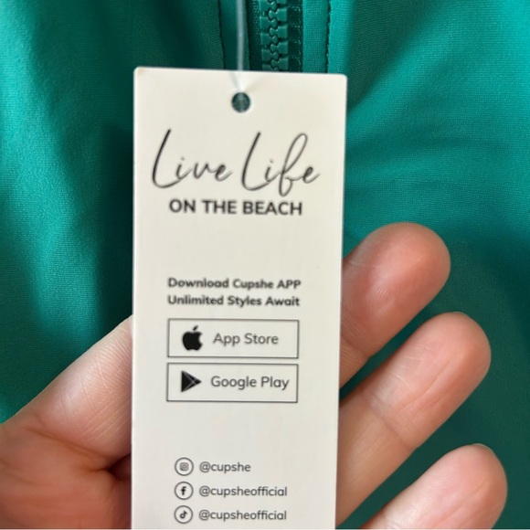 Cupshe Green and Blue Long Sleeve One Piece Swimsuit - Picture 5 of 10